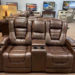 Leather Reclining Sofa Loveseat 
