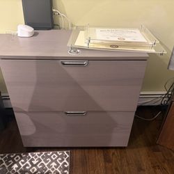 L Shaped Desk With Matching File Cabinet With A Dial Lock 