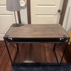 Desk, Keyboard Tray & Lamp