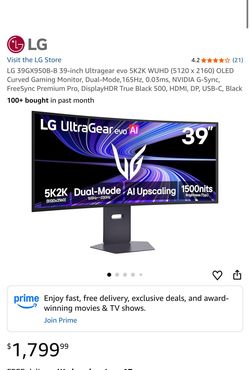 LG 39GX950B-B 39-inch Ultragear evo 5K2K WUHD OLED Curved Gaming Monitor