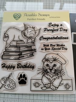 Purrfect Friends w/Dies Stamp Set By Petticoat Parlor