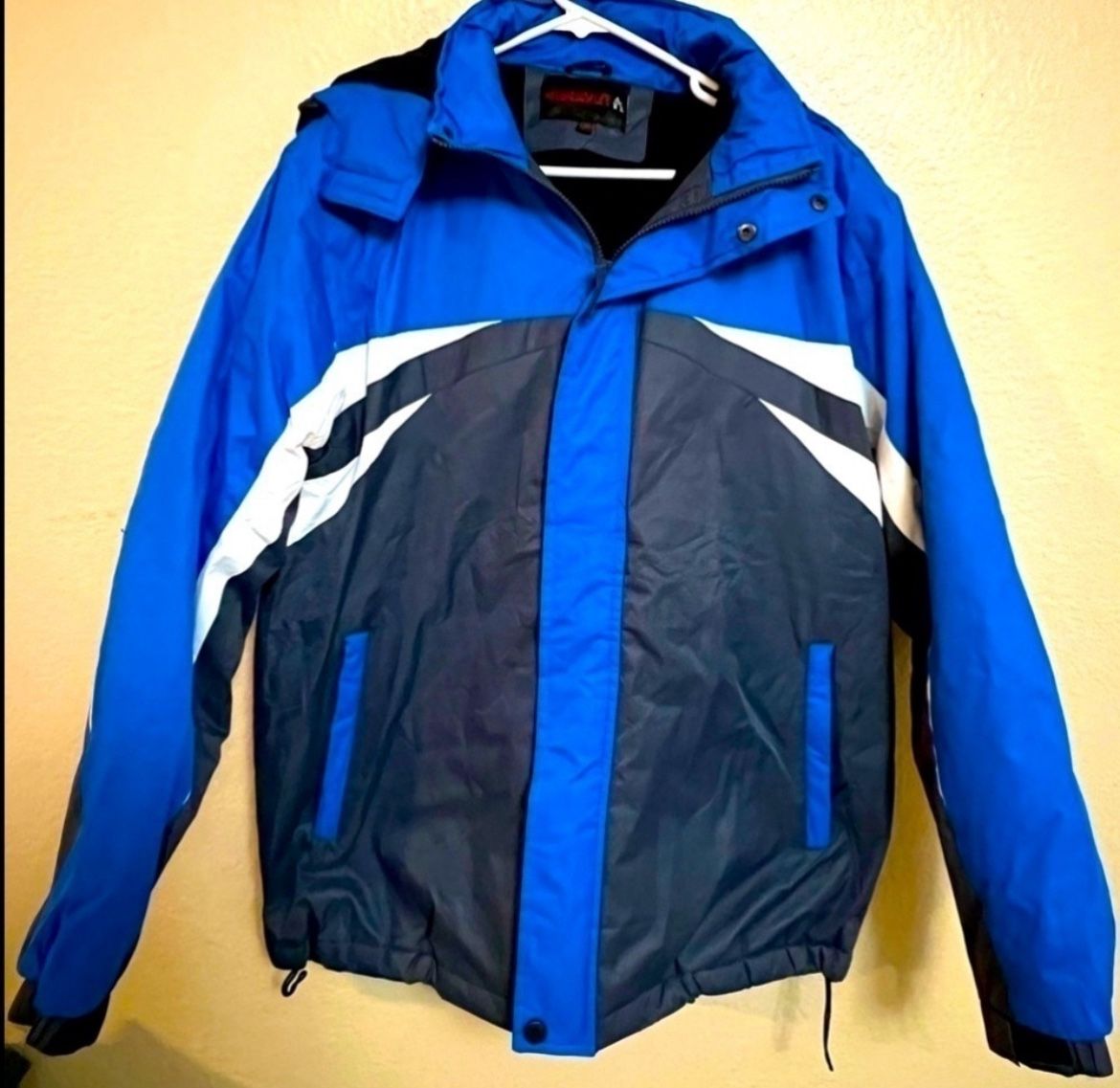 NUNAVUT Men’s Fleece-Lined Ski Jacket – Blue/Black Winter Snow Coat – Size L