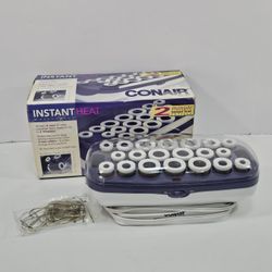 Vintage Conair Instant Heat Hairsetter CHV21 20 Flocked Rollers & Clips