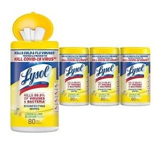 Lysol Disinfecting Wipes, Lemon and Lime Blossom, 80/Canister, 4/Pack (1(contact info removed)41)