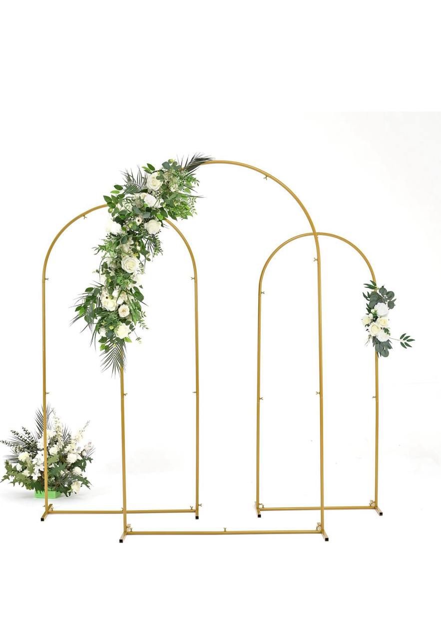 Vincidern Wedding Arch Balloon Backdrop Stand Set of 3 (7.2FT, 6.6FT,5.9FT), Metal Arch Backdrop