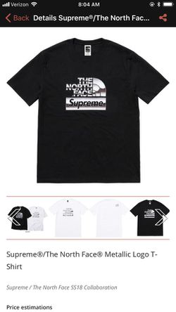Supreme x The North Face Metallic Logo T-Shirt Black Size L for