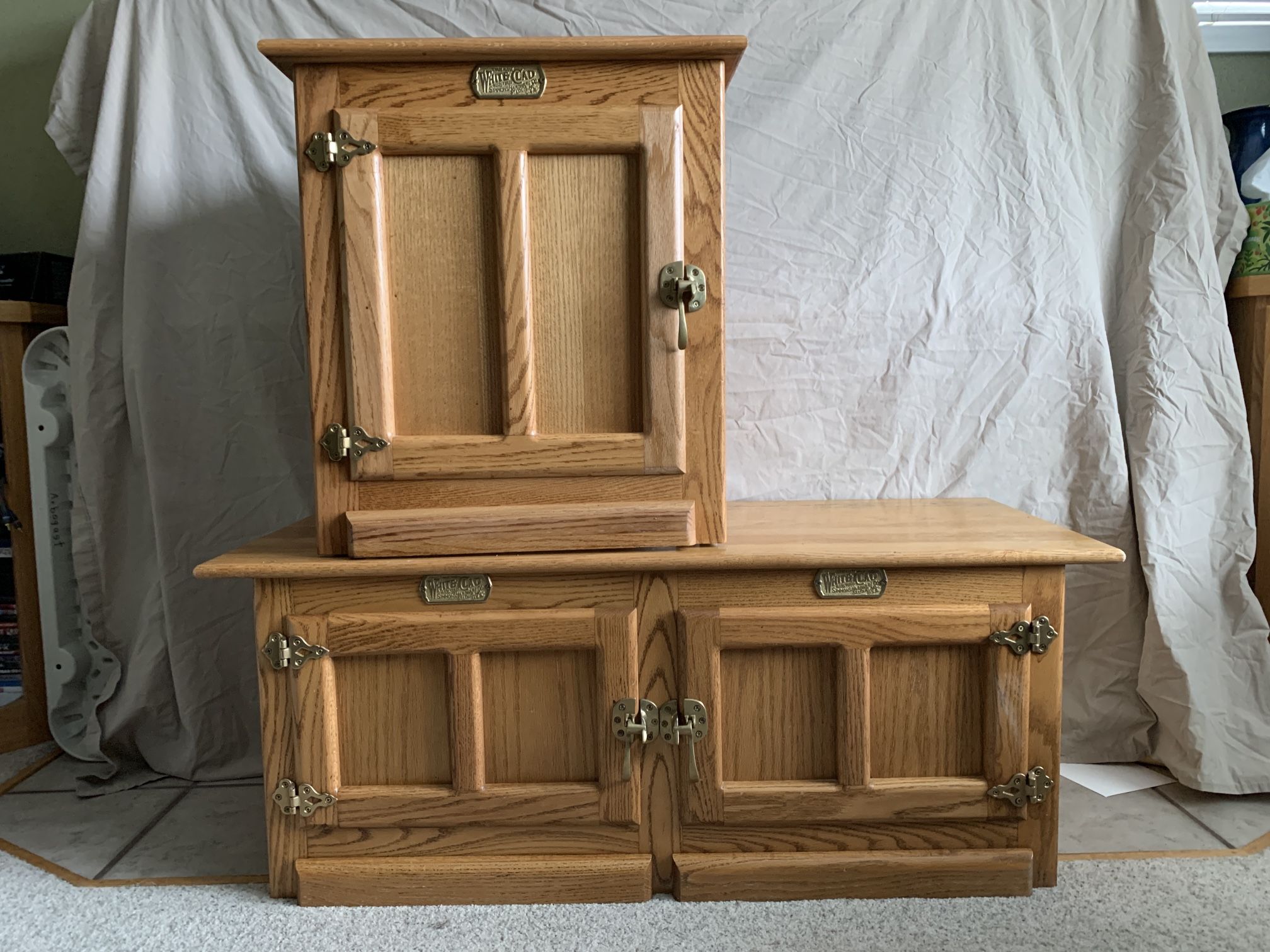 Set Of White Clad Oak Cabinets. End table And Coffee Table/Chest