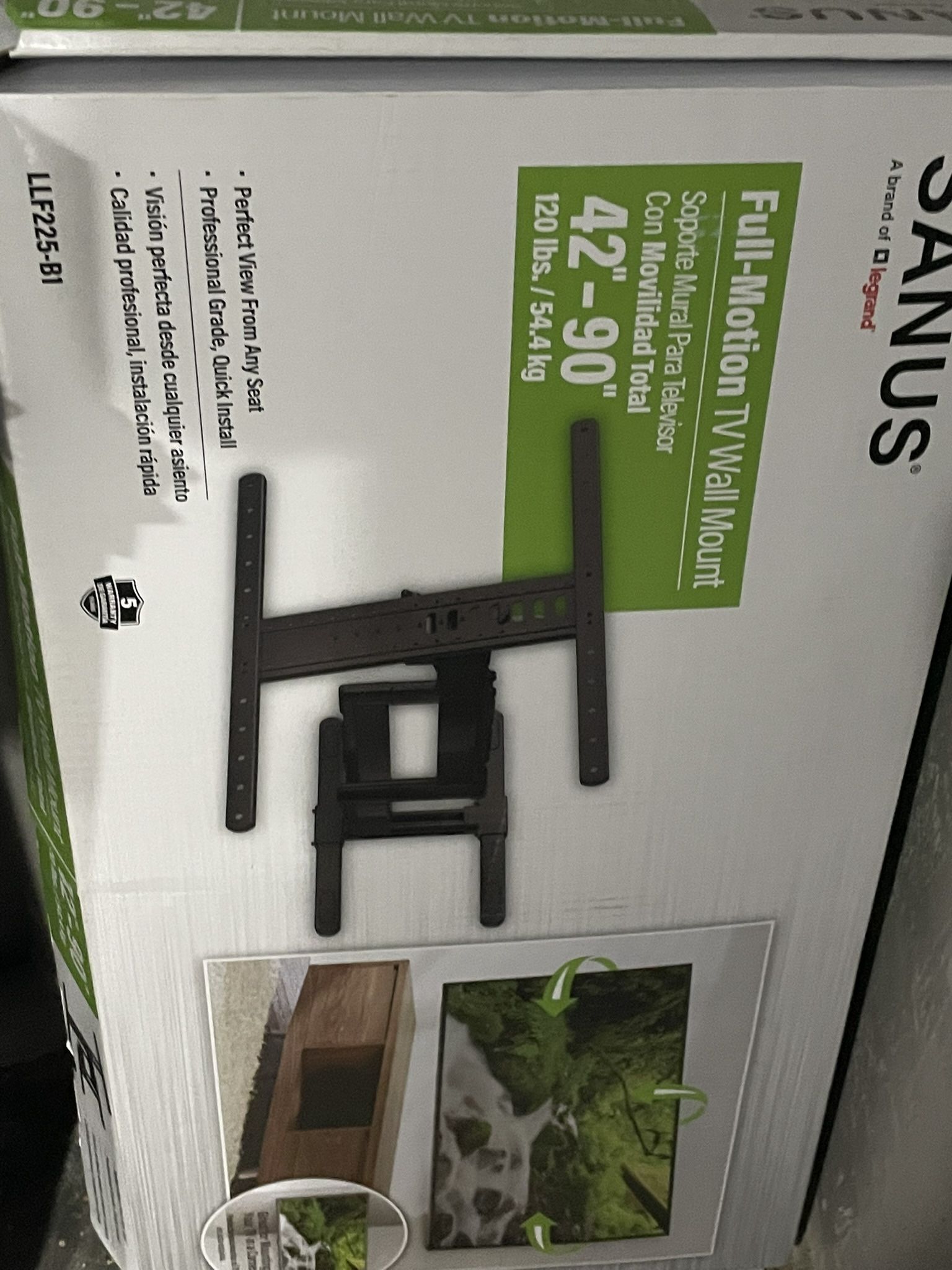 Sanus Full Motion TV Mount & Sanus  in-wall Box W/power