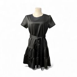 Studio Pasha Chic Black Satin Mini Dress NOT