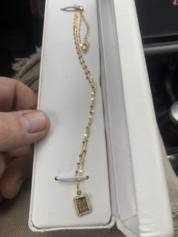 14k Gold Necklace With The Letter M As The Charm