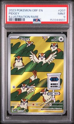 2023 POKEMON OBF EN-OBSIDIAN FLAMES ILLUSTRATION RARE #207 PIDGEY PSA 9