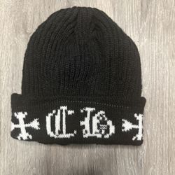 Black Chrome Heart Beanie 
