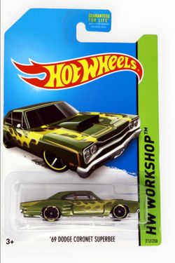 2014 Hot Wheels HW WORKSHOP '69 Dodge Coronet Super Bee Green FLAMES HEAT FLEET