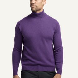 Paul Fredrick Cashmere Turtleneck Sweater – Purple (Men’s L)
