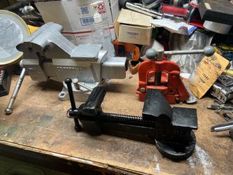 Gigantic Vise Craftsman USA 5 1/2” jaws $165. Columbian vise 4” bench $40 swivels Pipe vise w bender $25