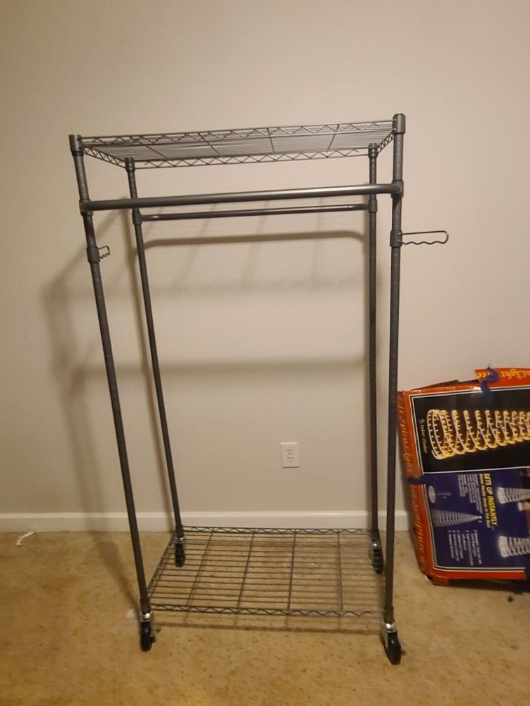 double rolling clothes hanging rack