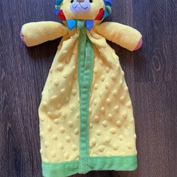 Mud Pie Lion Lovey Blanket Textured Plush Satin Interior Ribbon Hair Colorful