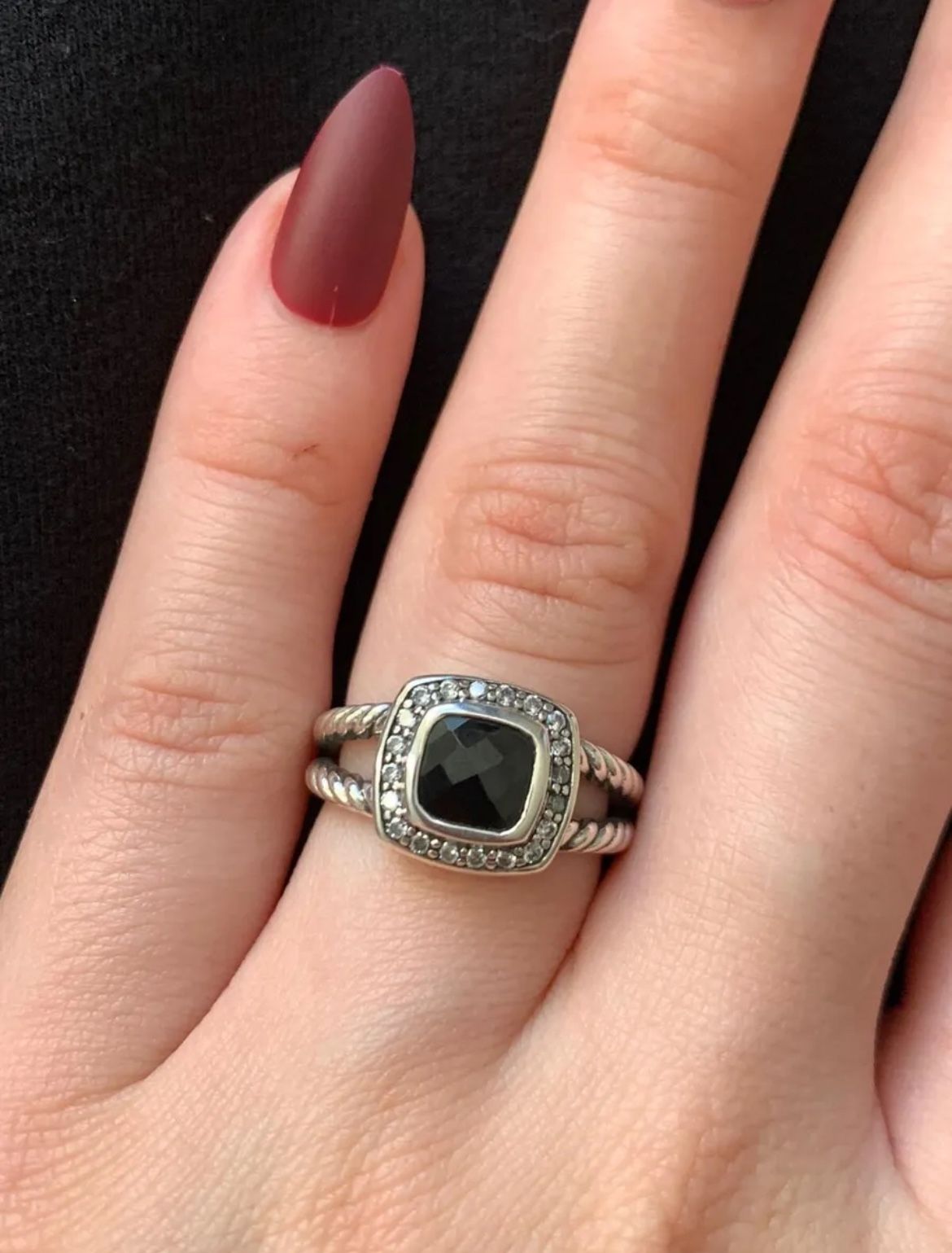 925 SILVER DAVID YURMAN PETITE ALBION RING WITH BLACK ONYX - Main Image