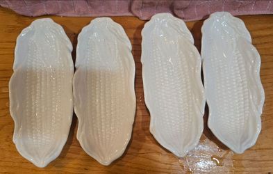 Vintage Style Corn Cob Serving Dishes – Set of 4 Farmhouse Kitchen Plates