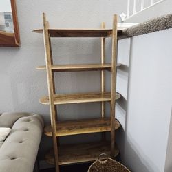 Modern solid wood etagere style bookshelf