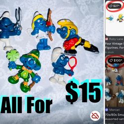 $15 bundle of 5 Vintage Smurf figurines. In great condition I have more available $15 each bundle