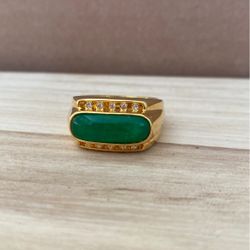 Gold Rings Natural Jade Rings Jewelry Unisex 