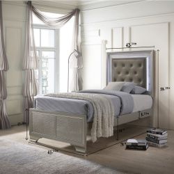 Brand New Champange Twin LED Bedframe