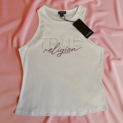 NWT New $59 True Religion Ribbed Crystal Tank Top Size L
