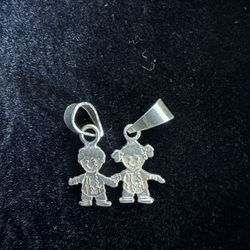 Silver Boy And Girl Pendants