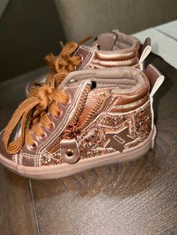 OM girl Toddler Rose Gold Glitter High-Top Sneakers