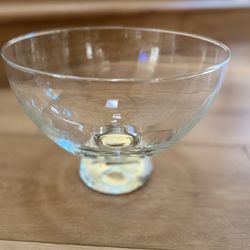 Large Stemmed Glass Bowl 10” Wide
