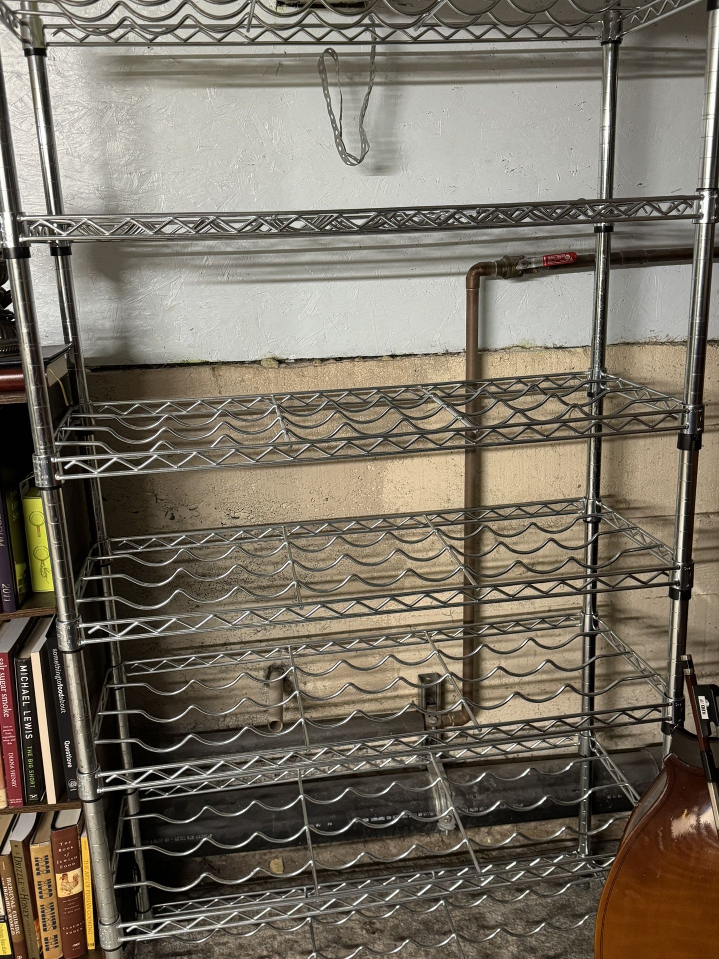 Wine Bottle Rack - 63 Bottle 36"W x 14"D x 63"H, Chrome