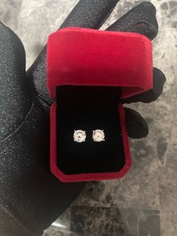 Moissanite earrings Silver 7.5mm 1.5 ct