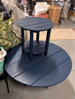 Navy Blue Outdoor Adirondack Table Set