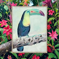 🦜  Tropical Toucan Wall Art Framed Canvas 25x19
