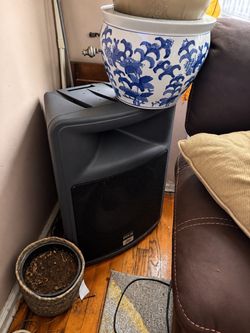 Two Peavey PR15 passive PA speakers