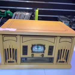 Vintage Style Bluetooth Record Player Stereo System – Turntable, CD, Radio & USB