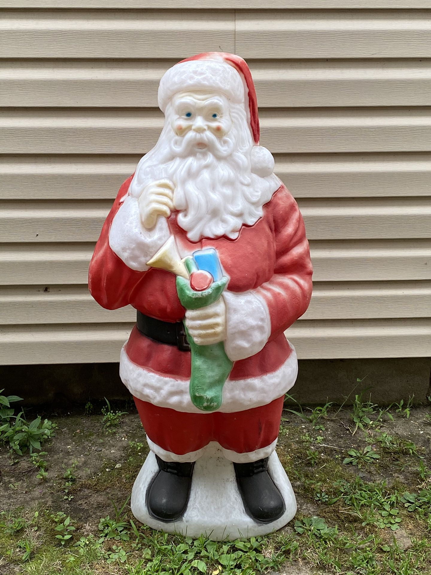 Vintage tall Christmas yard decor Santa blow mold blowmold