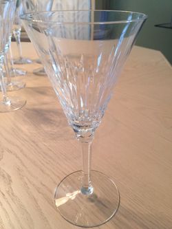 Set of (10) Cut crystal stemmed Wine Glasses