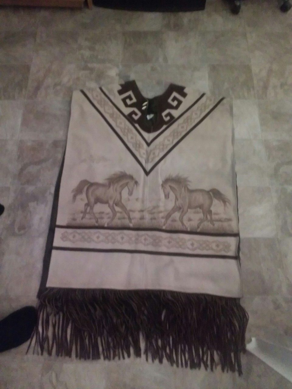 Suede Poncho with Horse design on front and back