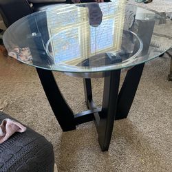 Glass top coffee table with 2 side tables