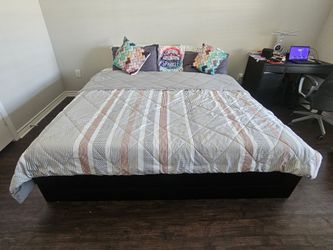 Like-New King Size Storage Bed + Mattress (Used 6 Months!)