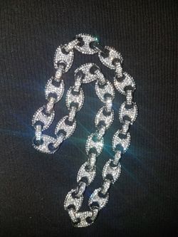 Silver plated chain/ CZ 16"