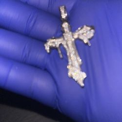 925 Itally Silver VVS Mossanite Cross Pendant Shines Super Hard🔥