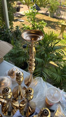 Gold Metal Candle Holders Set of 24