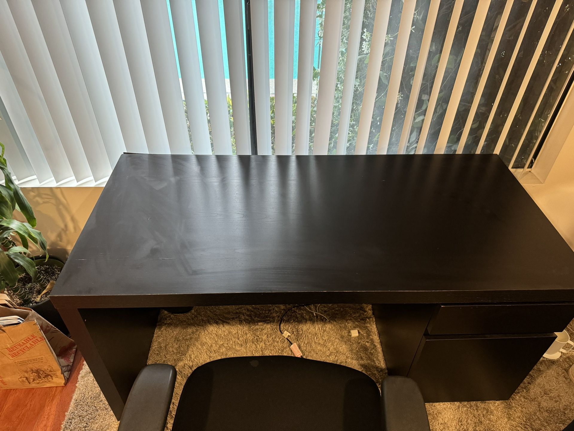 For Sale: Black Wood IKEA Desk with Two Drawers - $25