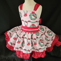 Hello Kitty Christmas Girls Holiday Party Dress Sizes 2-3-4-5-6-7-8