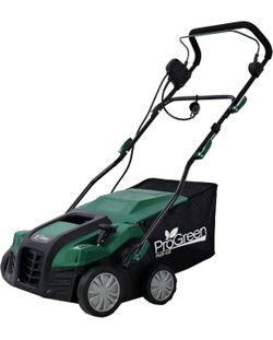 New 2-in-1 16 in. Dethatcher Scarifier: 15 Amp Electric + 58 qt. Removable Bag