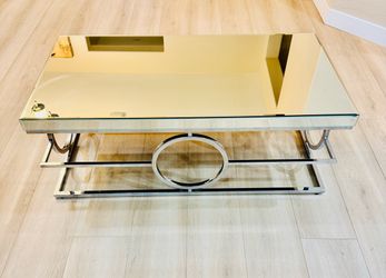 Glass Top Coffee Table with Chrome Base
