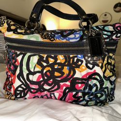 Coach Poppy Floral Graphic Applique Multicolored Blossom Tote Bag